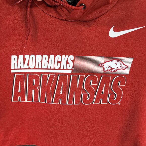 Mens Red Gray Nike Dri-Fit Arkansas Razorbacks Hoodie Sweatshirt Long Sleeve M - Picture 4 of 10